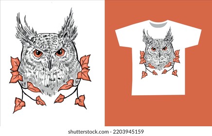 Owl vector design. Printable owl designs on t-shirt.