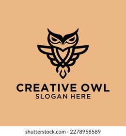 Owl vector design using black outline concept