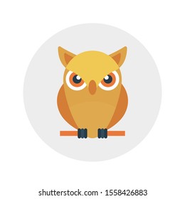 owl vector flat colour icon 