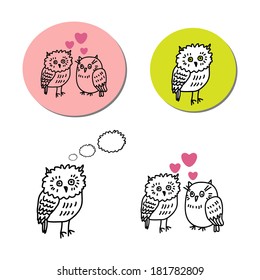 owl vector graphic design illustration valentine set love isolated symbol