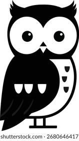 Eulen, Vektorsymbol, Illustration, schwarz-weiß