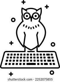 Owl vector icon on transparent background. Outline Owl vector icon