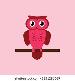 owl vector icon and pink color