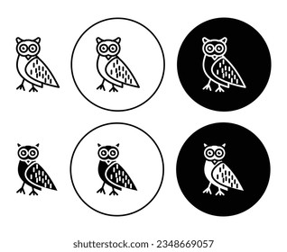 owl vector icon set. owl bird wise symbol in black color.