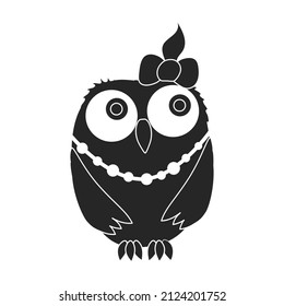 Owl vector icon.Black vector icon isolated on white background owl.