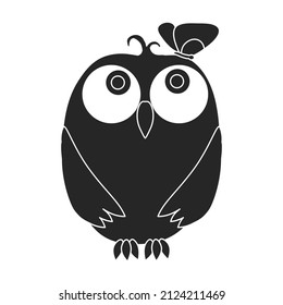 Owl vector icon.Black vector icon isolated on white background owl.