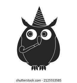Icono vectorial búho.Icono vector negro aislado en búho de fondo blanco.