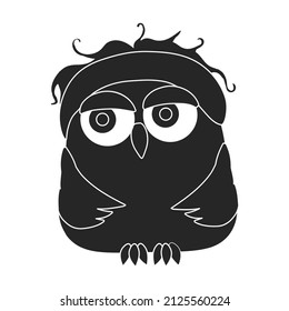Owl vector icon.Black vector icon isolated on white background owl.