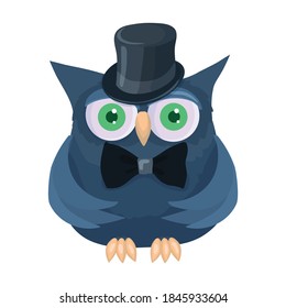 Icono vectorial de búho.Icono vectorial de dibujos animados aislado en búho de fondo blanco.