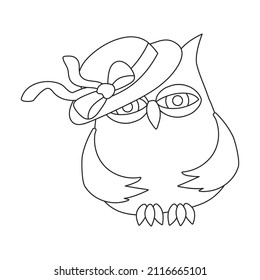 Icono vectorial de búho.Icono vector de contorno aislado en búho de fondo blanco.