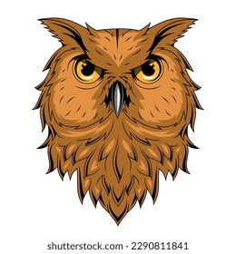 Owl. Vector illustration of a bird. Nocturnal birds of prey with hawk-like beak