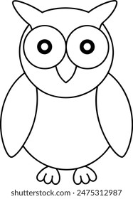 Lechuza Ilustración vectorial Negro y blanco contorno para colorear libro o página para niños