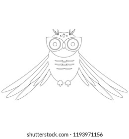 Owl. Vector illustration of a cartoon, fairytale owl. Funny owl.