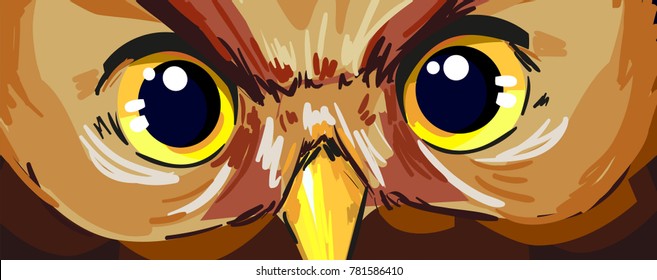 Owl Vector Illustration, Cute Bird 
