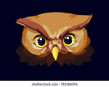 Owl Vector Illustration, Cute Bird 