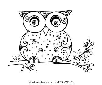 Owl vector illustration.  Decorative style.