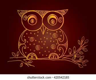 Owl vector illustration.  Decorative style.