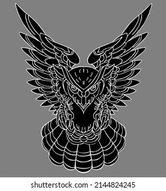 Búho - ilustración vectorial. Diseño de iconos en fondo gris