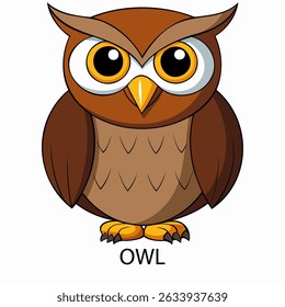 Owl vector illustration isolated on white background in cartoon style.