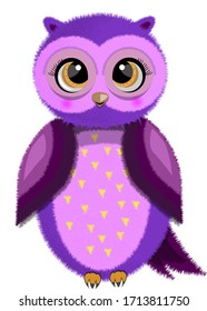 Owl vector illustration for kids, perfect for print, t-shirt, children toys. With noise effects.Cartoon character. Cute owl.