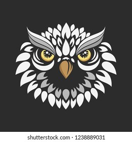 Owl vector illustration on the dark background.