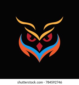 Owl  vector illustration on dark background