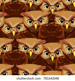 Owl Vector Illustration Pattern Seamless