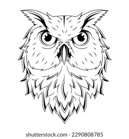 Owl. Vector illustration of a sketch bird. Nocturnal birds of prey with hawk-like beak
