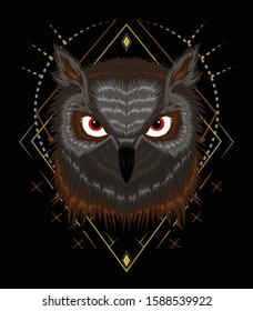 Owl vector. Illustration of owl for t-shirt design printing