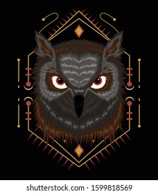 Owl vector. Illustration of owl for t-shirt design printing