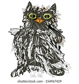 Owl. Vector isolated drawing.