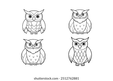 An owl vector line art illustration