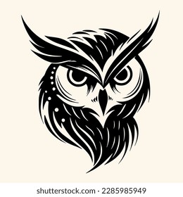 Owl vector for logo or icon,clip art, drawing Elegant minimalist style,abstract style Illustration