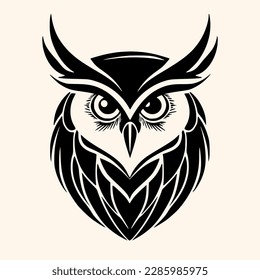Owl vector for logo or icon,clip art, drawing Elegant minimalist style,abstract style Illustration