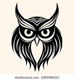 Owl vector for logo or icon,clip art, drawing Elegant minimalist style,abstract style Illustration