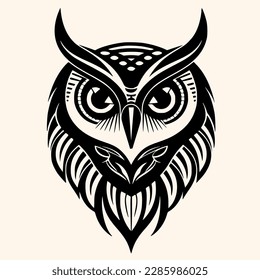 Owl vector for logo or icon,clip art, drawing Elegant minimalist style,abstract style Illustration