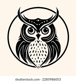 Owl vector for logo or icon,clip art, drawing Elegant minimalist style,abstract style Illustration