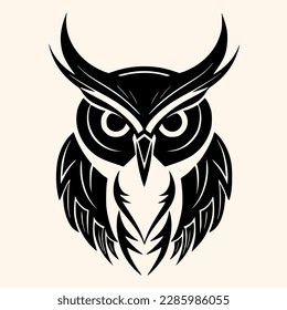 Owl vector for logo or icon,clip art, drawing Elegant minimalist style,abstract style Illustration