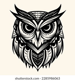 Owl vector for logo or icon,clip art, drawing Elegant minimalist style,abstract style Illustration