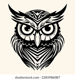 Vector de búho para logotipo o icono, imágenes prediseñadas, dibujo Elegante estilo minimalista, estilo abstracto Ilustración