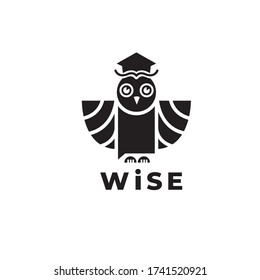 Owl vector logo. Wisdom emblem. Owl icon. Education sign for university, school, learning courses