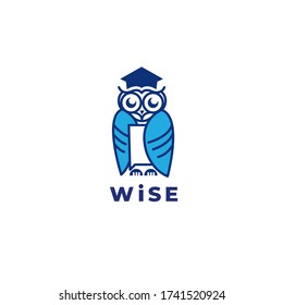 Owl vector logo. Wisdom emblem. Owl icon. Education sign for university, school, learning courses