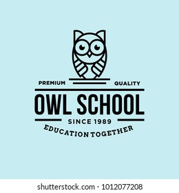 owl - vector logo/icon illustration label