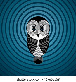 Owl Vector on blue circles background