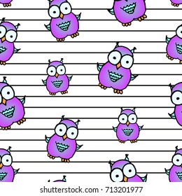 Owl vector pattern. Object isolated illustration. Doodle style. Cloth design, wallpaper, wrapping, textiles, paper, cards, invitations, holiday, birthday, child. Color magic art. Eps10.