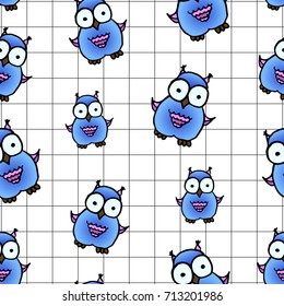 Owl vector pattern. Object isolated illustration. Doodle style. Cloth design, wallpaper, wrapping, textiles, paper, cards, invitations, holiday, birthday, child. Color magic art. Eps10.