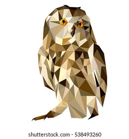 Owl Vector Polygon Geometric. Tattoo Creative Decoration Logo Artwork Polygonal Owl. Abstract Bird Design Symbol Nature Triangle Graphic. Trendy Zoo Drawing Portrait.