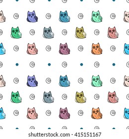 Owl vector seamless pattern
