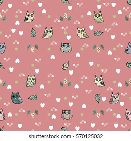Owl vector seamless pattern