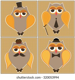owl vector set of business
